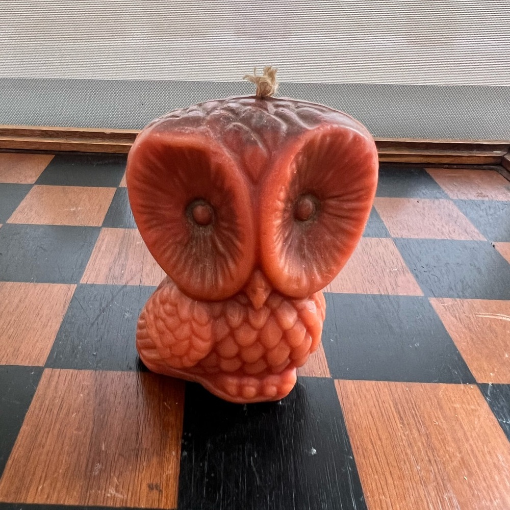 Vintage Orange Owl Candle